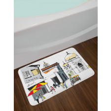 Old Singapore Cityscape Bath Mat