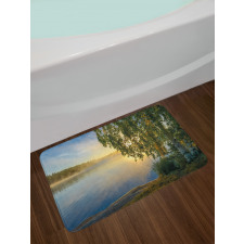 Sunny Misty Lake Summer Bath Mat