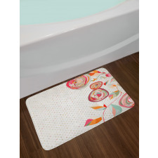 Flower Petals Buds Dots Bath Mat