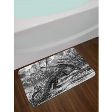 Old Crocodile in Forest Bath Mat