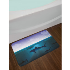 Wild Sharks in Sea Bath Mat