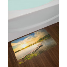 Wood Deck Lake Foliage Bath Mat