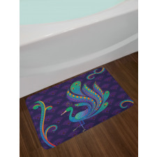 Oriental Bird Feather Bath Mat