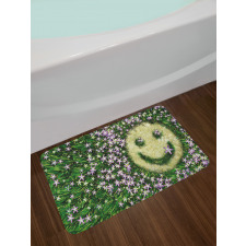 Smiley Emoticon on Grass Bath Mat