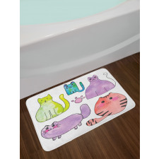 Cats in Watercolor Style Bath Mat