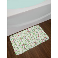 Raspberry Leaves Petals Bath Mat