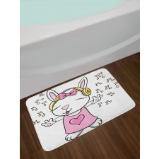Cartoon Rock Star Bunny Bath Mat
