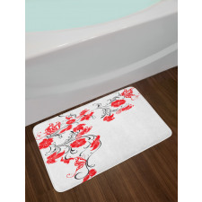 Japanese Flowers Ivy Bath Mat