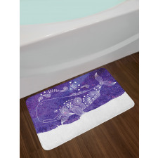 Watercolor Fish Floral Bath Mat