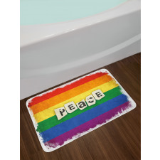 Grunge Flag Peace Word Bath Mat