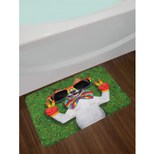 Gay Dog Peace Sign Pride Bath Mat