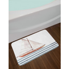 Sailing Theme Boat Waves Bath Mat