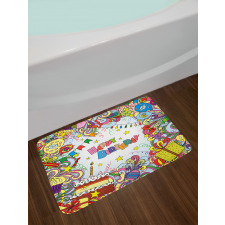 Colorful Cartoon Party Bath Mat