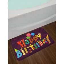 Party Objects as Letters Bath Mat