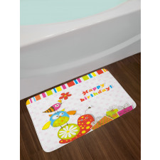 Birthday Owls Birds Bath Mat