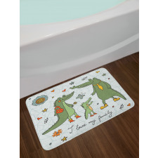 Alligator Family Cartoon Bath Mat