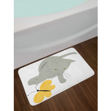 Cat Yellow Moth Bath Mat