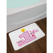 Girls Birthday Bunnies Bath Mat