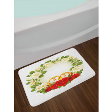 Roses Wedding Rings Bath Mat