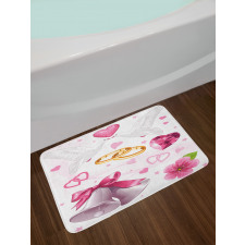 Wedding Rings Hearts Bath Mat