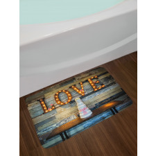 Wedding Cake Love Wood Bath Mat