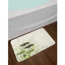 Flowers Leaves Dragonfly Bath Mat