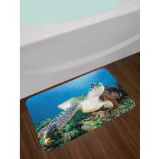 Green Turtle Coral Bath Mat