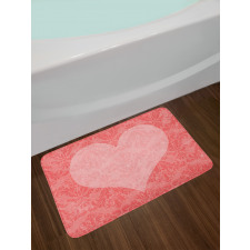 Pink Heart Damask Bath Mat