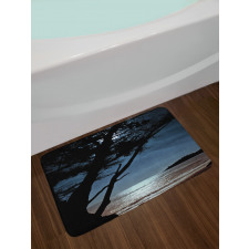 Night Tree Silhouette Sea Bath Mat