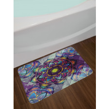 Grunge Futuristic Mandala Bath Mat