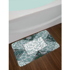 Leaves Chevron Flower Mix Bath Mat