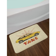 Pop Art Taxi Cab Vintage Bath Mat