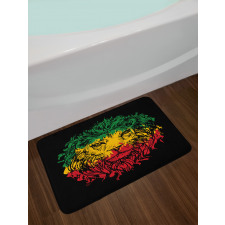 Grunge Lion Head Portrait Bath Mat