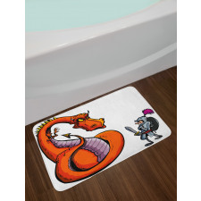 Cartoon Knight Sketch Bath Mat