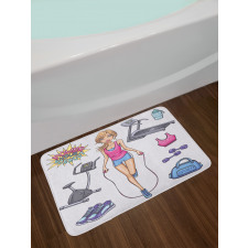 Cartoon Girl Work Bath Mat