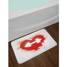 Red Heart Dumbbell Art Bath Mat