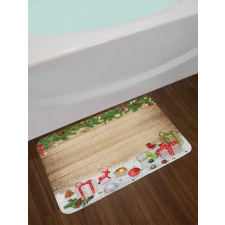 Pine Wood Planks Snow Bath Mat