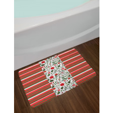 Stripes Floral Border Bath Mat