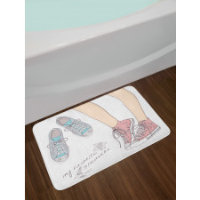 Girl Shoes Floral Bath Mat