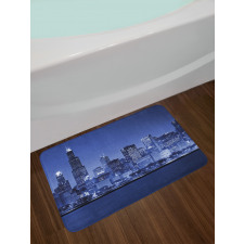 Chicago Skyline Night Bath Mat