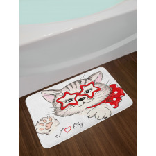 Cat Star Glasses Funny Bath Mat