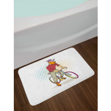 Hipster Goat on Bicycle Bath Mat