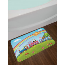 Animal Train Rainbow Funny Bath Mat