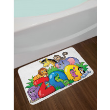 Zoo Sign Various Mascots Bath Mat