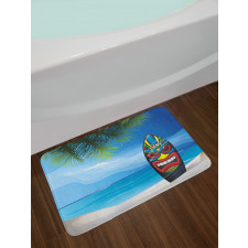 Tiki Surfboard Bath Mat