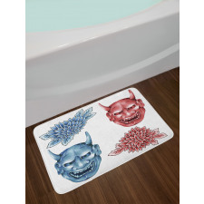 Colored Japan Masks Bath Mat