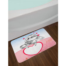 Romantic Sloth in Love Bath Mat