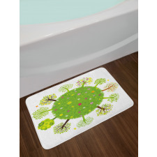 Various Green Trees Bloom Bath Mat