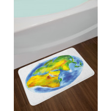 Globe of Earth Watercolors Bath Mat