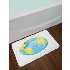 Watercolor Style Planet Bath Mat